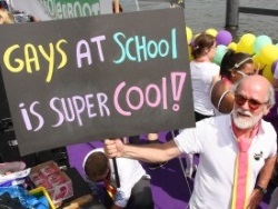 high school students and their teacher participating in the 2009 Amsterdam LGBTIQ Pride